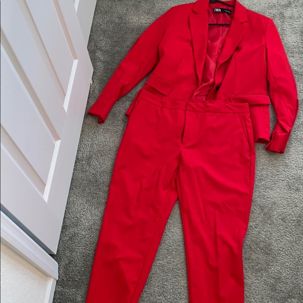 Red Zara Suit. Never Worn